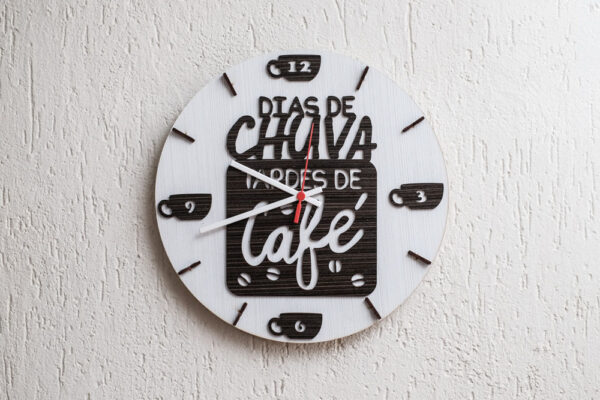 Relógio Dias De Chuva Tabaco/Branco