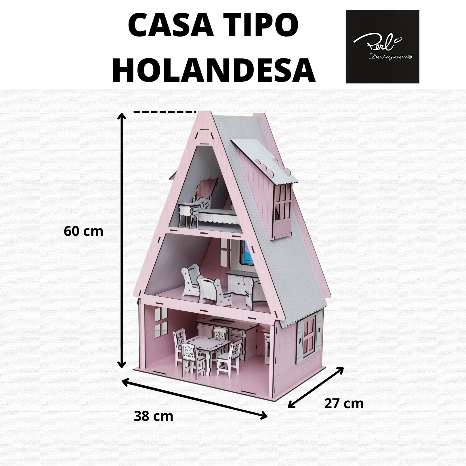 Casa de Boneca em mdf com Tema 60cm