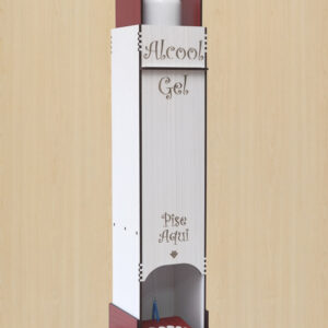 Totem Infantil Suporte Para Álcool Em Gel acionamento Pedal - Vermelho e Branco