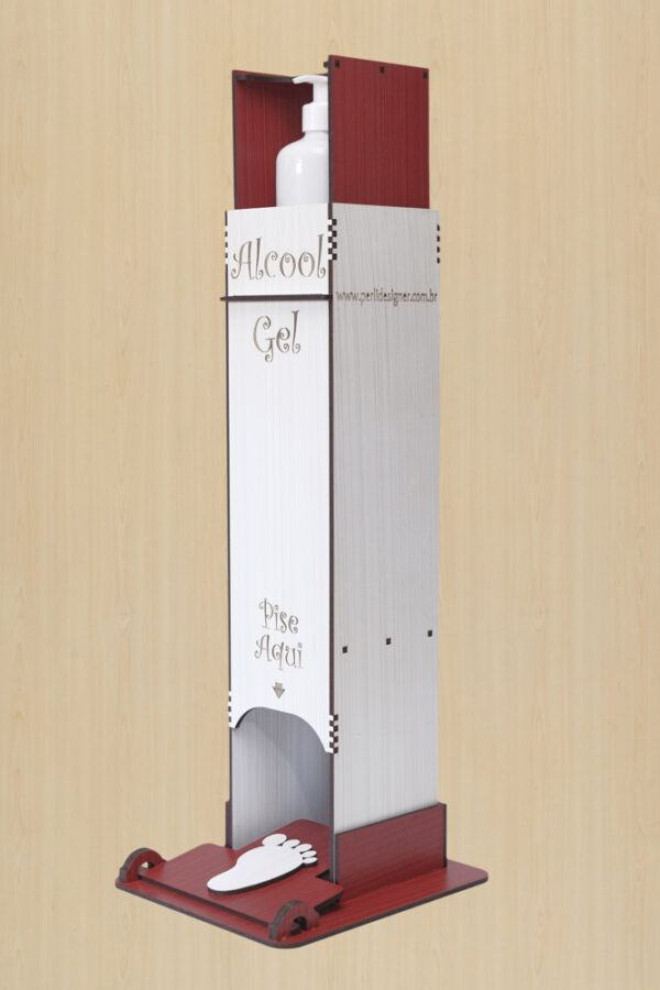 Totem Infantil Suporte Para Álcool Em Gel acionamento Pedal - Vermelho e Branco - Image 2