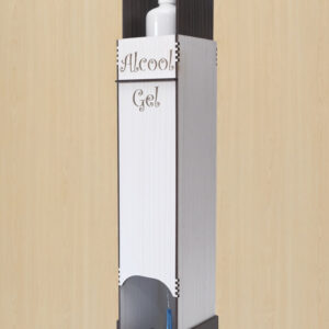 Totem Infantil Suporte Para Álcool Em Gel acionamento Pedal - Tabaco e Branco