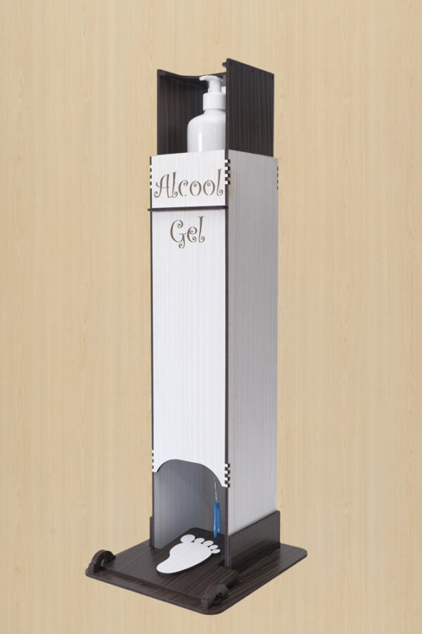 Totem Infantil Suporte Para Álcool Em Gel acionamento Pedal - Tabaco e Branco - Image 2