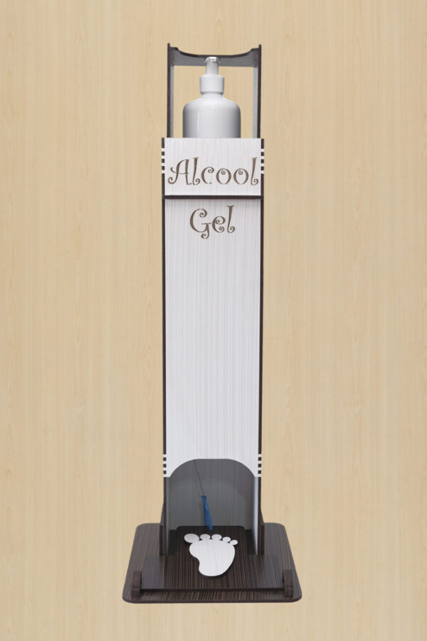 Totem Infantil Suporte Para Álcool Em Gel acionamento Pedal - Tabaco e Branco - Image 3