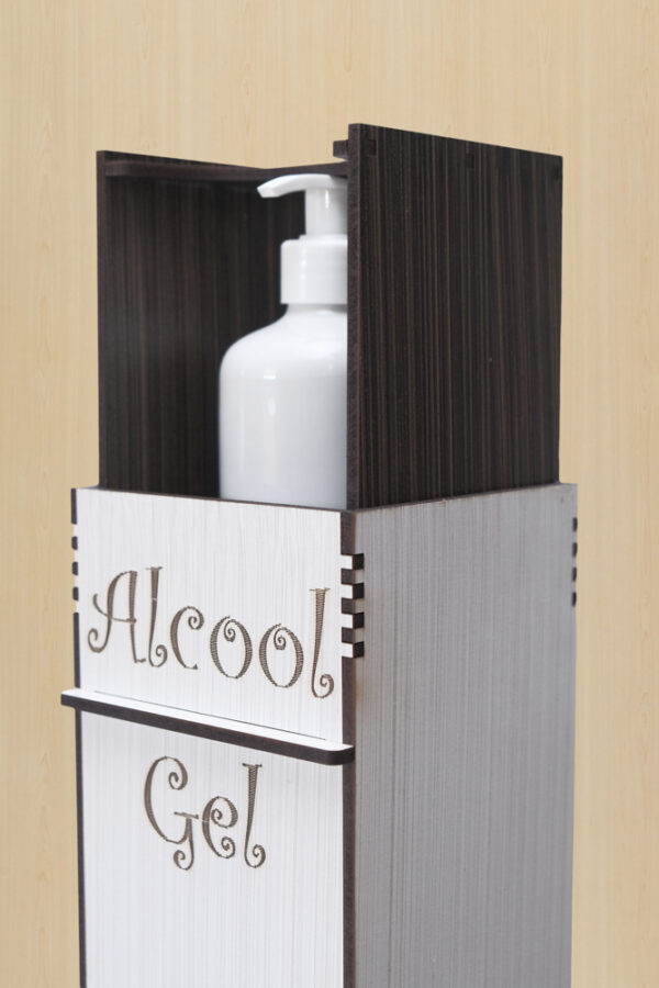 Totem Infantil Suporte Para Álcool Em Gel acionamento Pedal - Tabaco e Branco - Image 4
