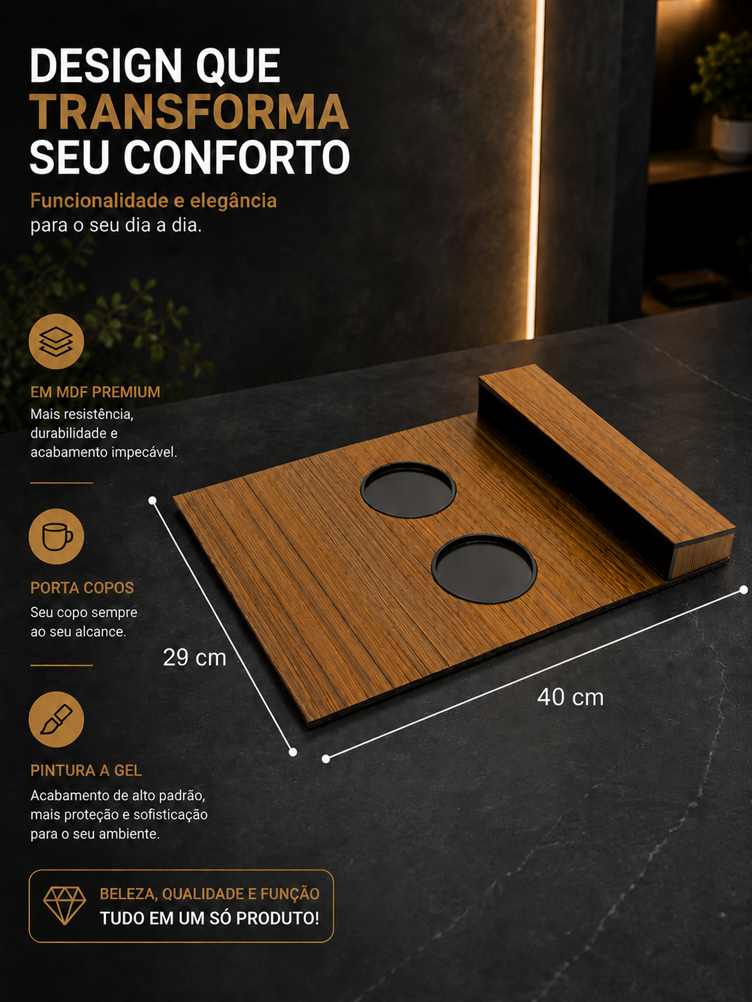 Esteira de Sofá Porta Copos e Controle Premium - Imagem 3