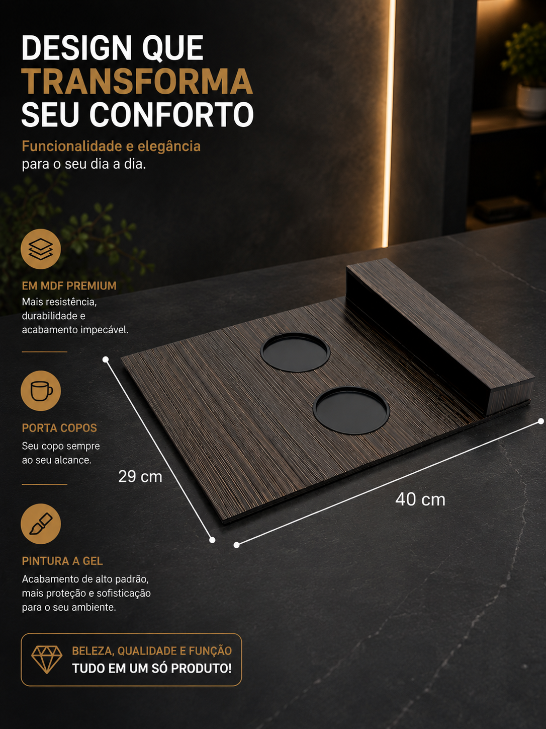 Esteira de Sofá Porta Copos e Controle Premium - Imagem 3